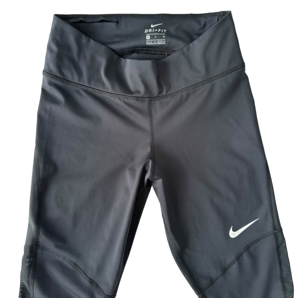 NIKE WOMENS DRI-FIT BLACK MID-RISE 7/8 MESH-PANELLED LEGGINGS IN SIZE US S - Picture 2 of 16